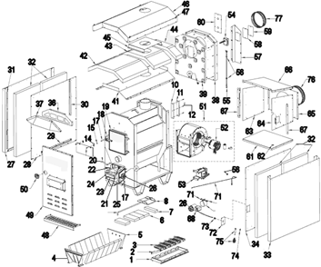 Part Location Diagram of 24204 US Stove Company Bracket, Shaker Handle